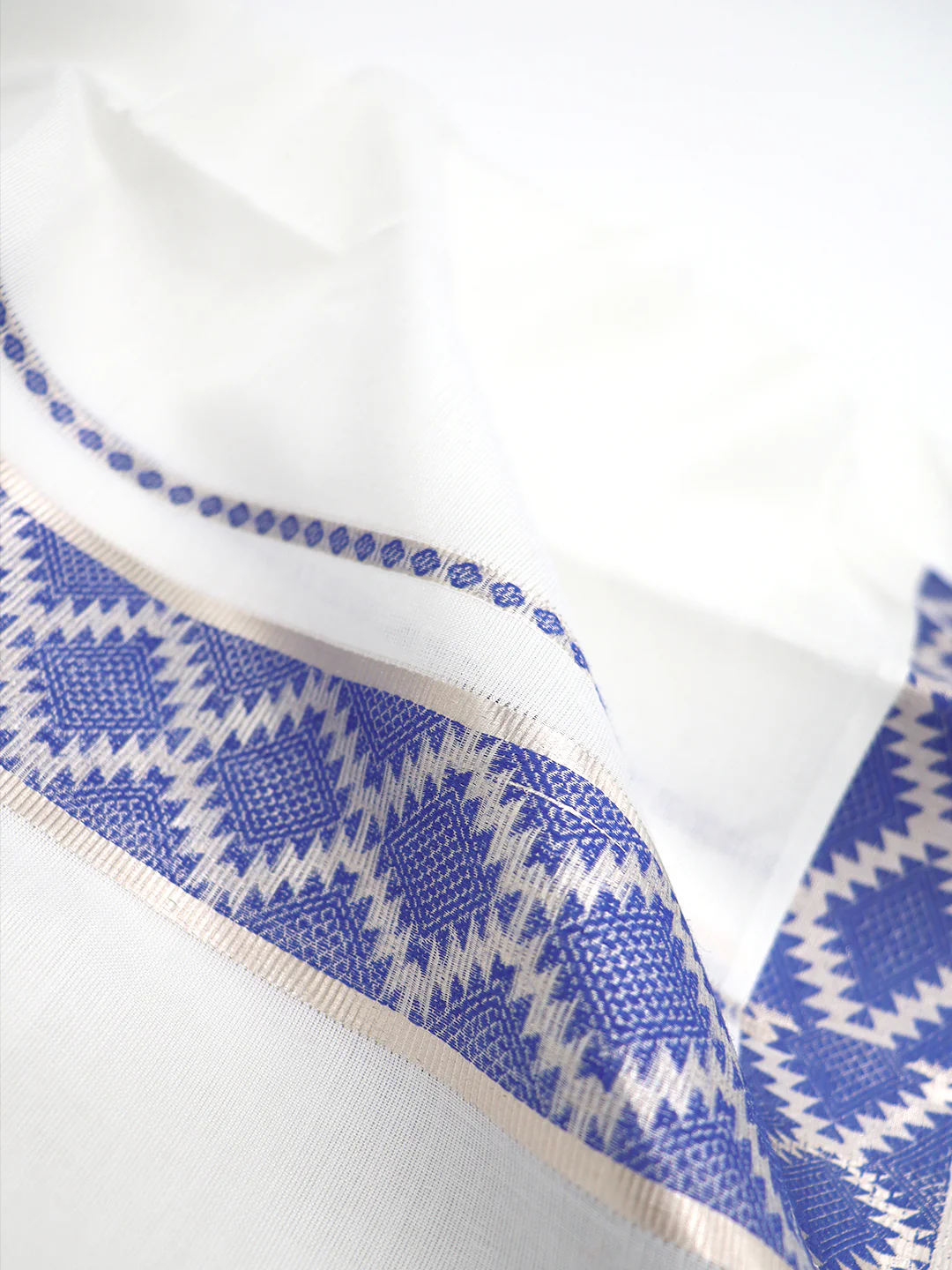 Men Premium Cotton Double Layer White Dhoti with Fancy Jari Border LC28 - Image 5