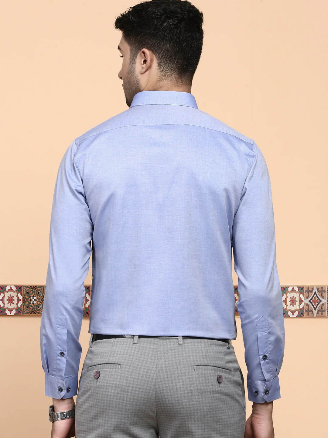 Men Premium Cotton Shirt Blue EL GP5 - Image 4