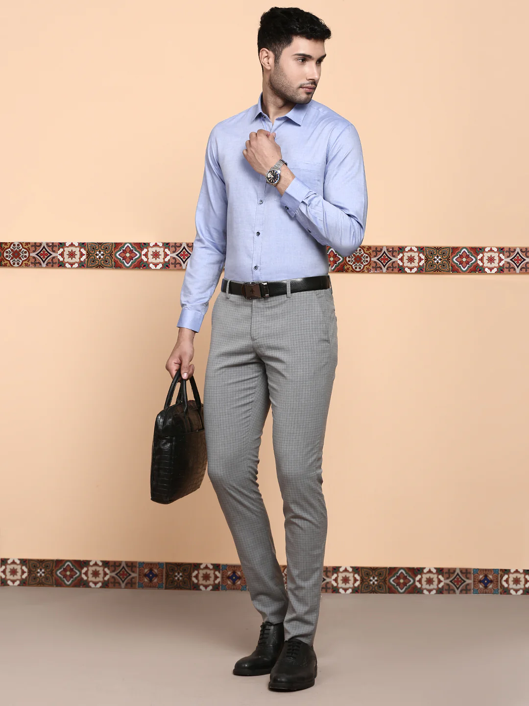 Men Premium Cotton Shirt Blue EL GP5 - Image 6