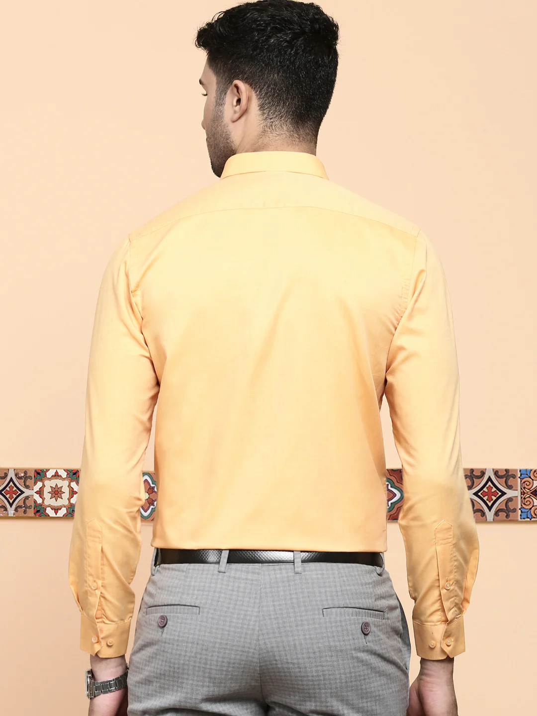 Men Premium Cotton Shirt Orange EL GP15 - Image 4