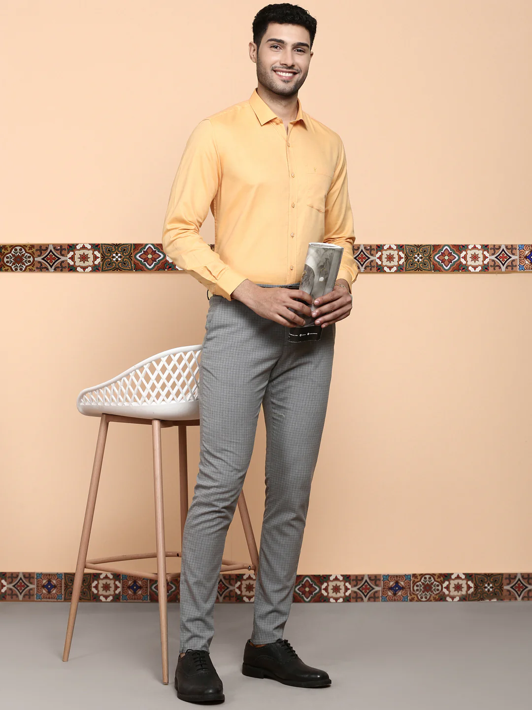 Men Premium Cotton Shirt Orange EL GP15 - Image 5