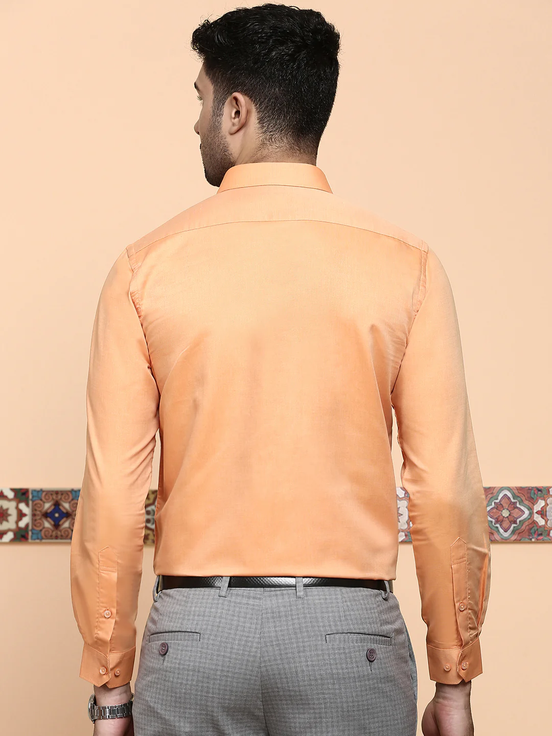 Men Premium Cotton Shirt Orange EL GP17 - Image 5