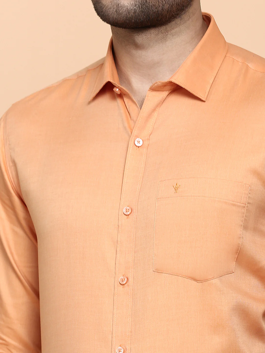Men Premium Cotton Shirt Orange EL GP17 - Image 8