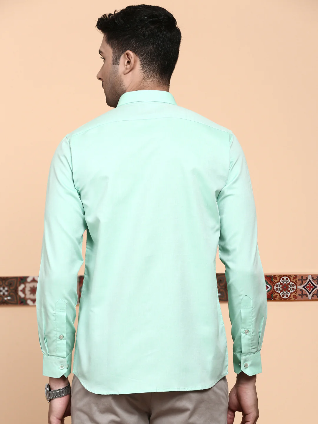Men Premium Cotton Shirt Pale Cyan EL GP4 - Image 4