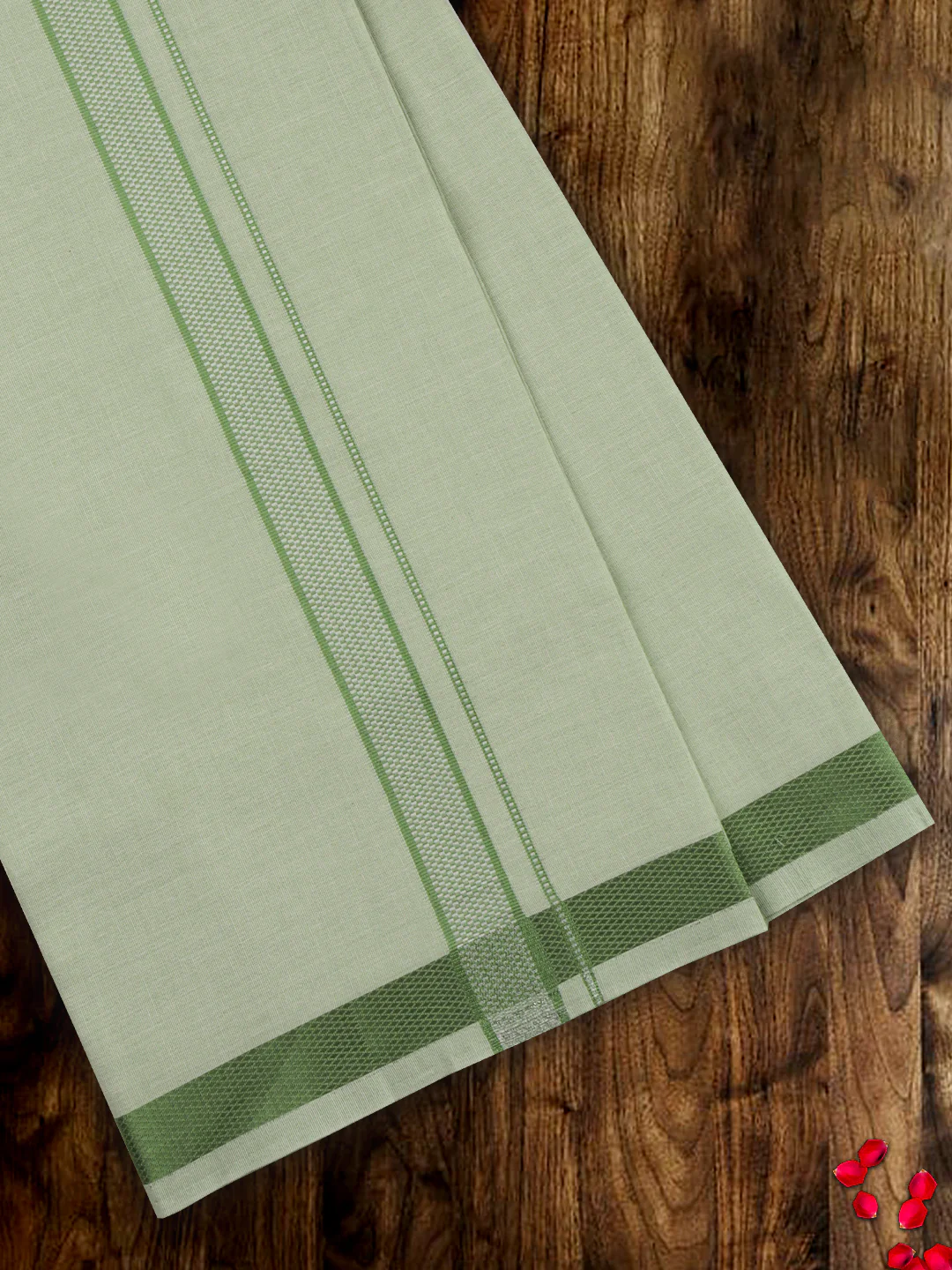 Men Premium Fancy border Dhoti & Shirt Fabric Green Celebrity Set - Image 4