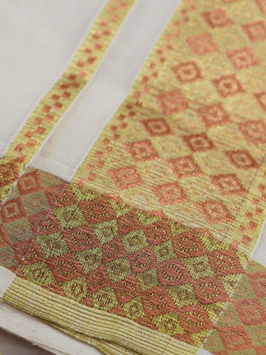 Men Premium Handloom Cream Dhoti with Fancy Jari Border HLM96 - Image 5