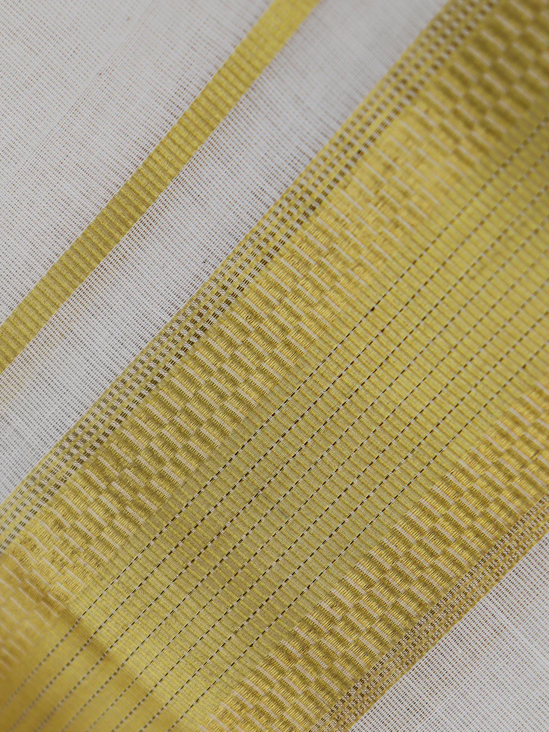 Men Premium Handloom Cream Dhoti with Gold Jari Border HLM98 - Image 3