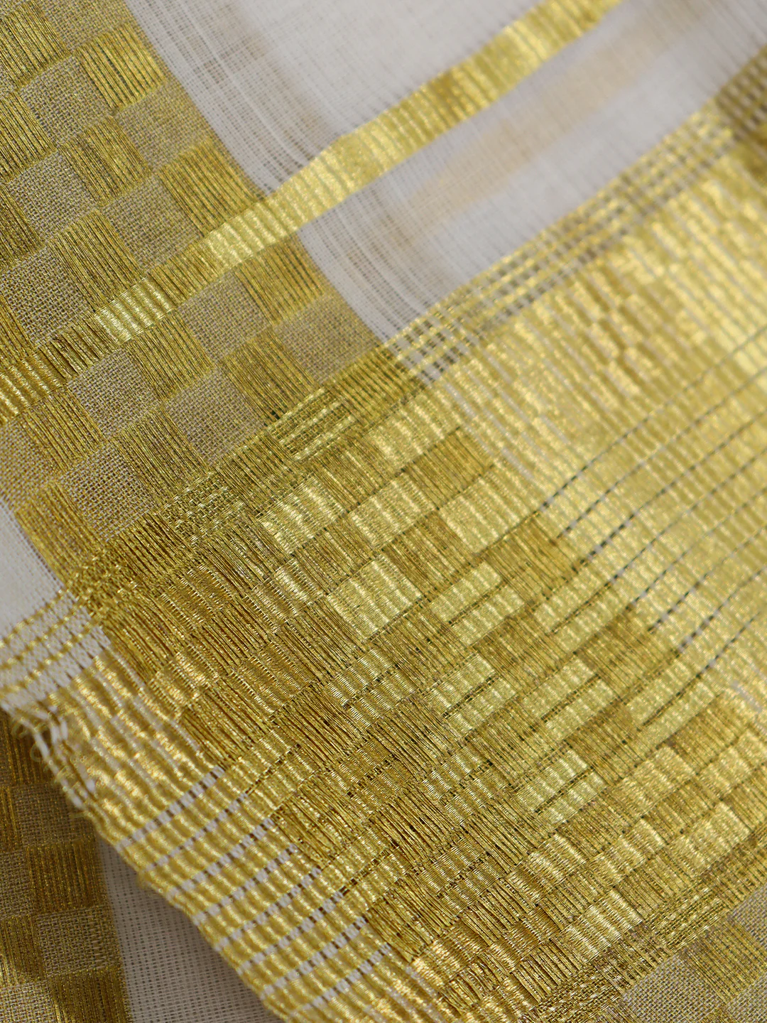 Men Premium Handloom Cream Dhoti with Gold Jari Border HLM98 - Image 4