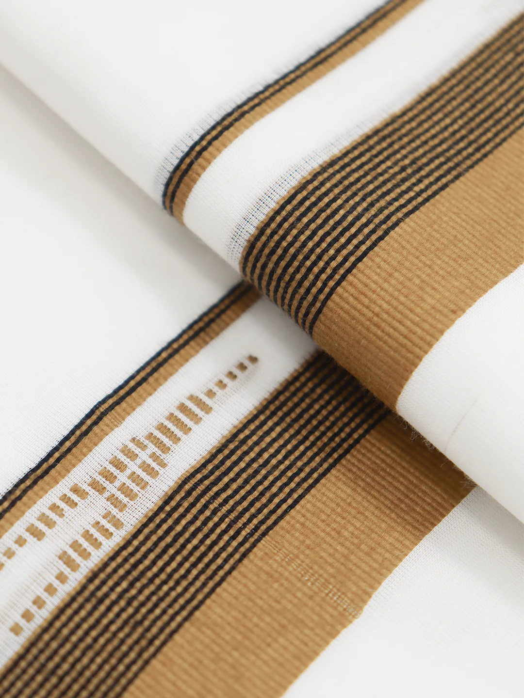 Men Premium Handloom White Dhoti with Fancy Border HLM100 - Image 3