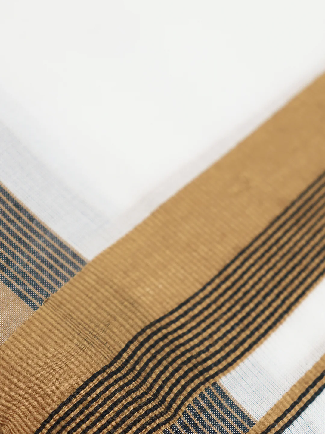 Men Premium Handloom White Dhoti with Fancy Border HLM100 - Image 4