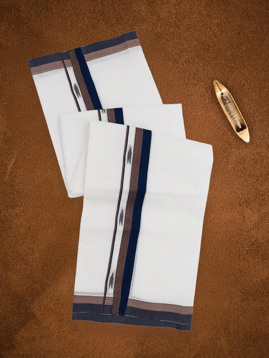 Men Premium Handloom White Dhoti with Fancy Border HLM88 - Image 5