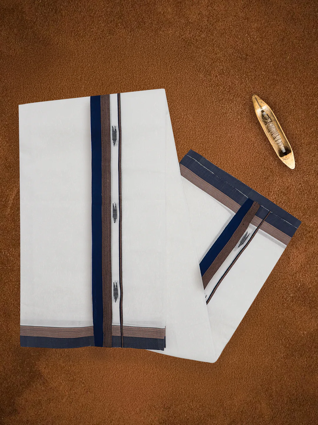 Men Premium Handloom White Dhoti with Fancy Border HLM88 - Image 6