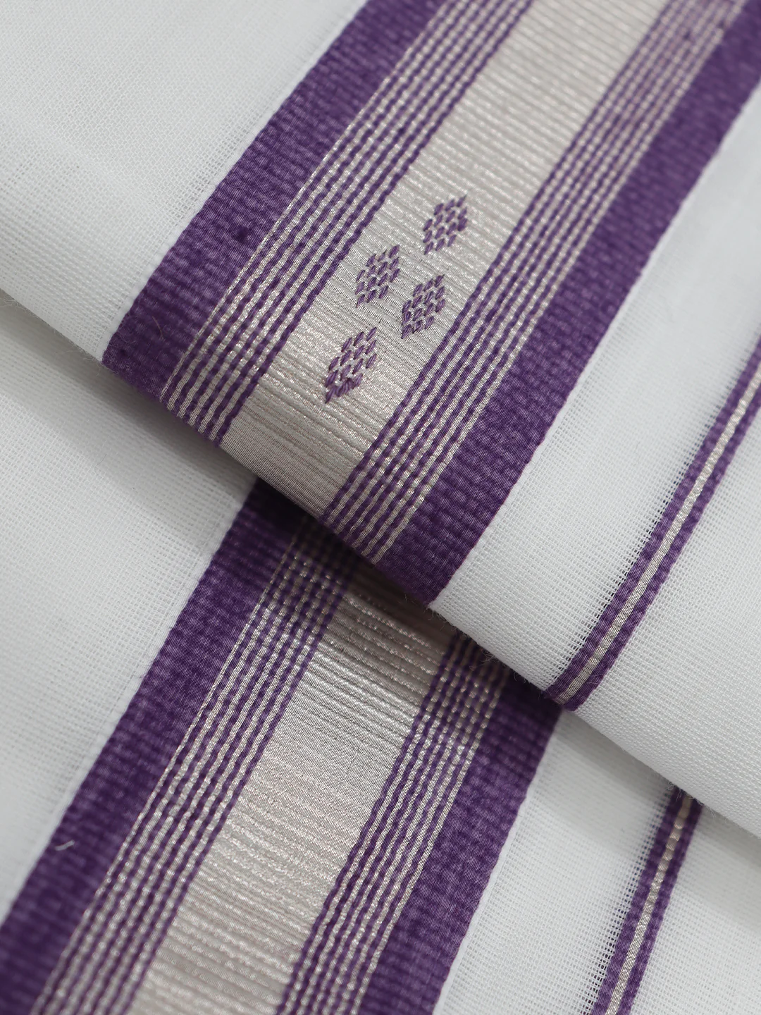 Men Premium Handloom White Dhoti with Fancy Jari Border HLM103 - Image 3