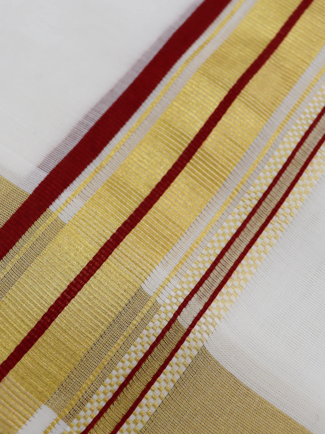 Men Premium Handloom White Dhoti with Fancy Jari Border HLM115 - Image 4