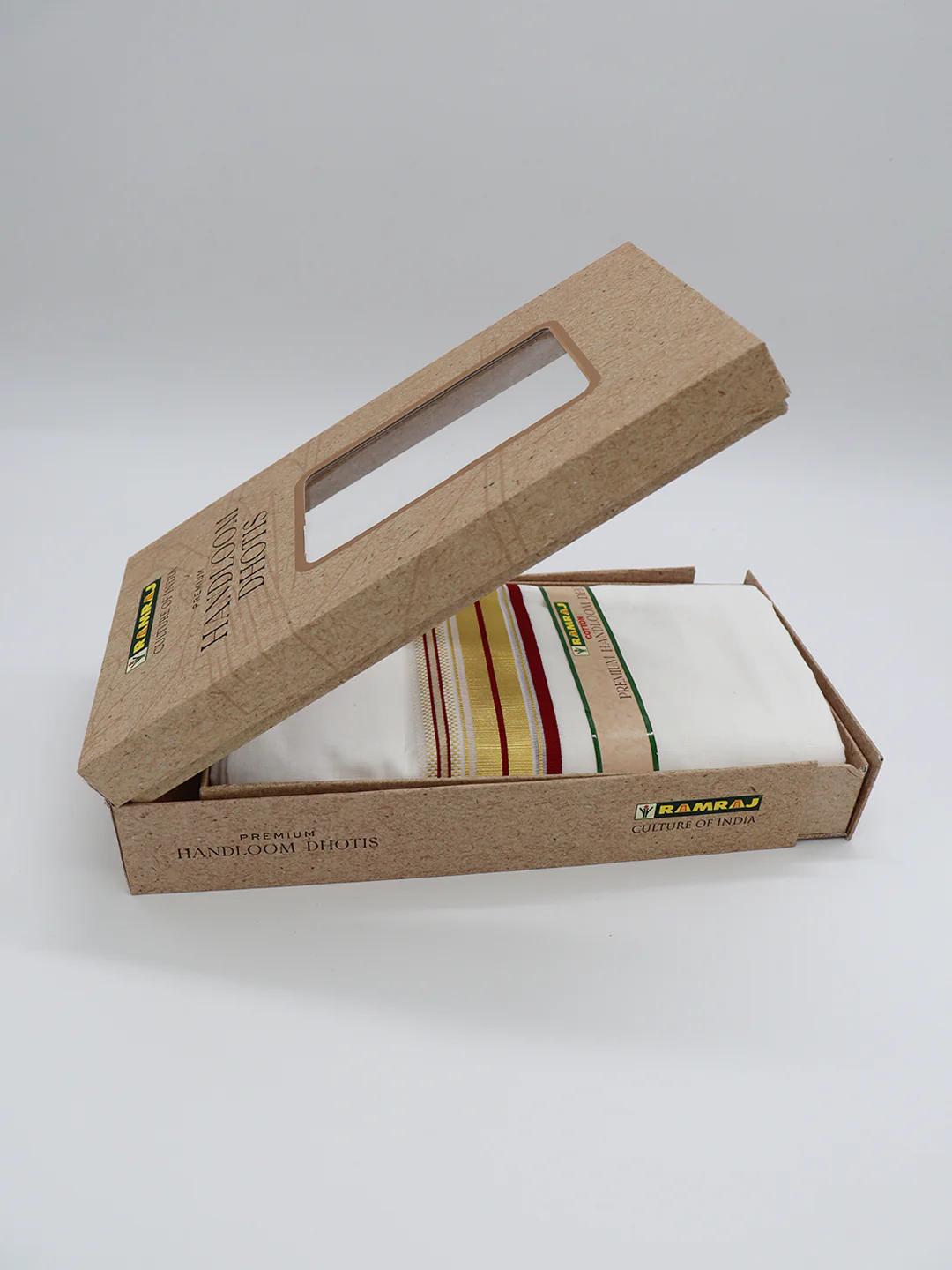 Men Premium Handloom White Dhoti with Fancy Jari Border HLM115 - Image 6
