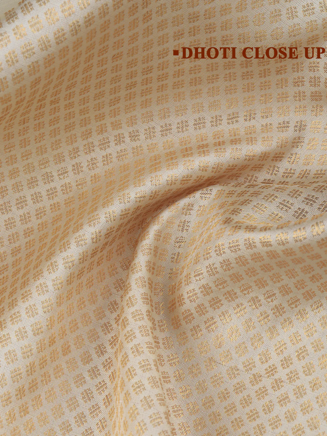 Men Premium Pure Silk Dhoti & Towel Set with 6" inch Gold Jari Border Amirtham AM4 - Image 3