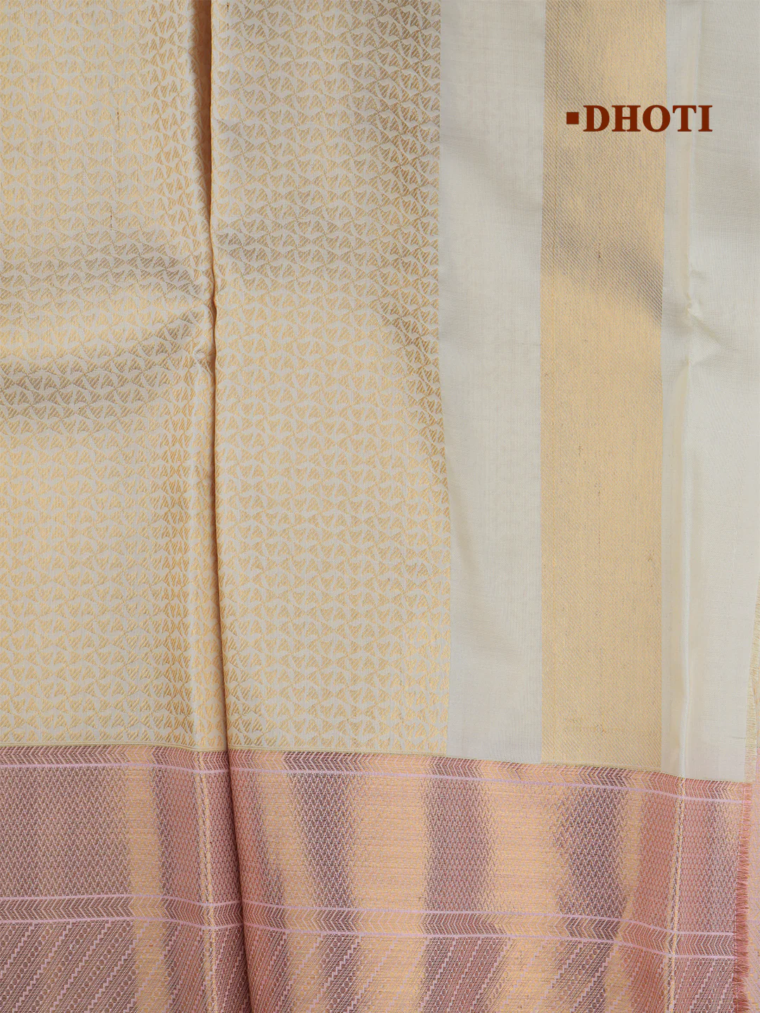 Men Premium Pure Silk Dhoti & Towel Set with 6" inch Gold Jari Border Amirtham AM5 - Image 5