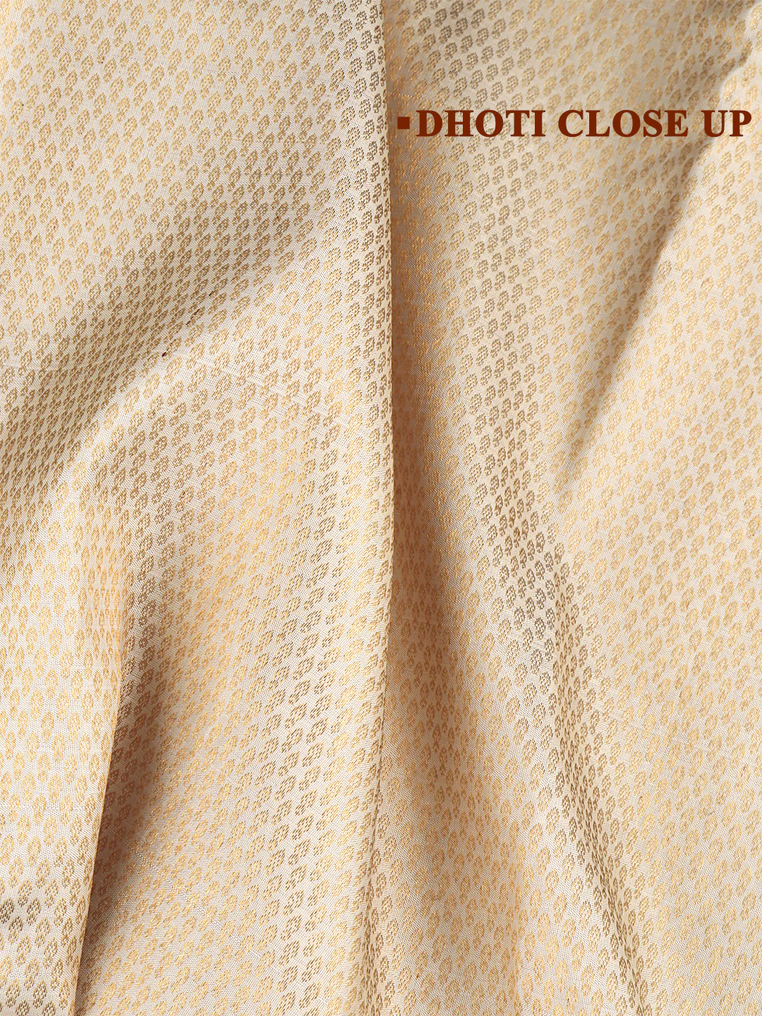 Men Premium Pure Silk Dhoti & Towel Set with 6" inch Gold Jari Border Amirtham AM8 - Image 6