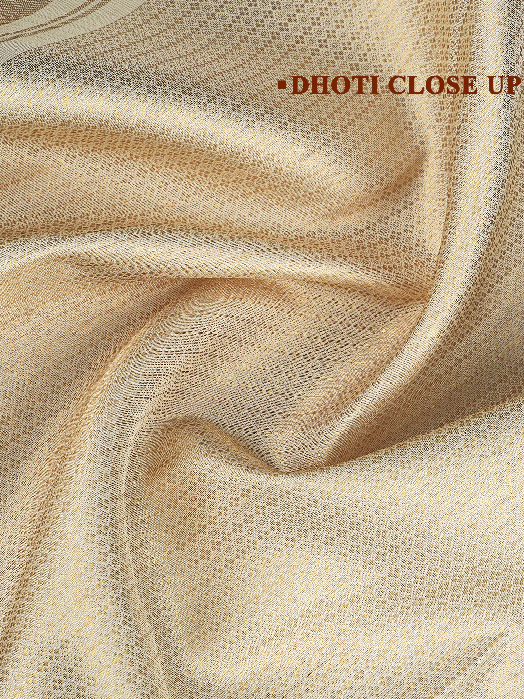 Men Premium Pure Silk Dhoti & Towel Set with 6" inch Gold Jari Border Amirtham AM9 - Image 5