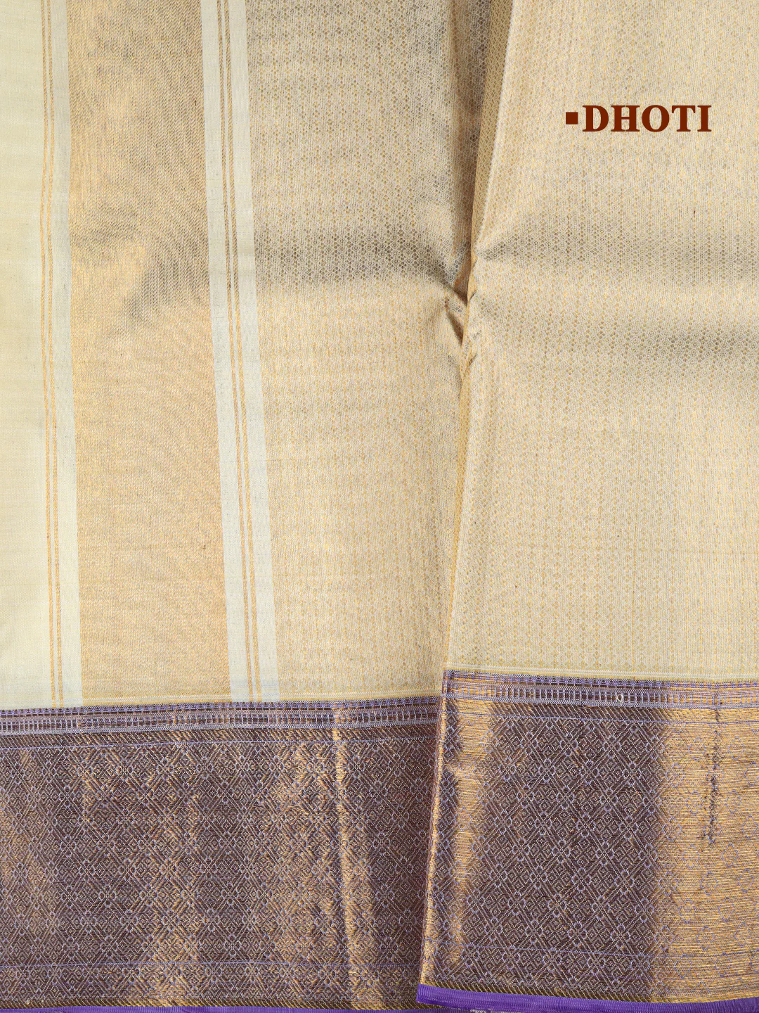 Men Premium Pure Silk Dhoti & Towel Set with 6" inch Gold Jari Border Amirtham AM9 - Image 6