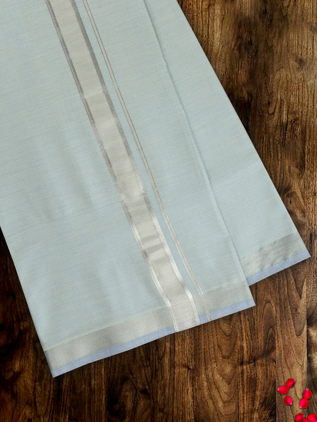 Men Tissue Cyan Dhoti & Shirt Fabric Celebrity Set - Image 5