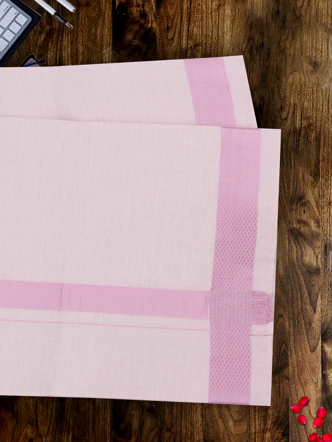 Men Premium Tissue Dhoti & Shirt Fabric Celebrity Set R.Pink - Image 3