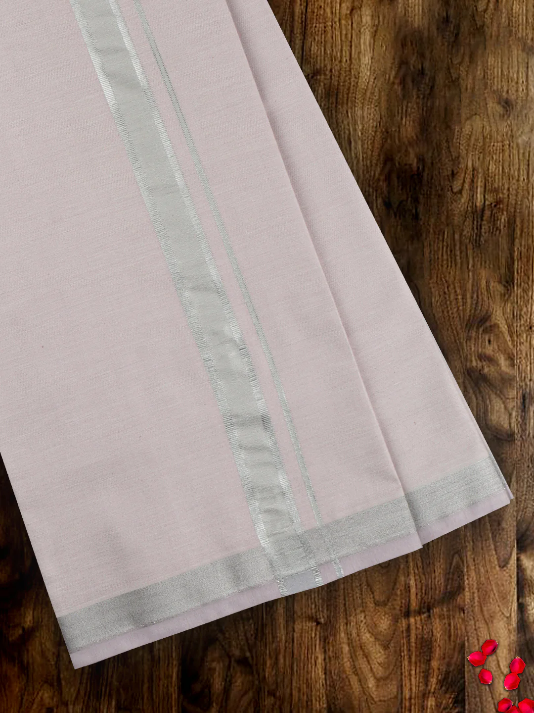 Men Premium Tissue Dhoti & Shirt Fabric Celebrity Set Rose Gold - Image 2