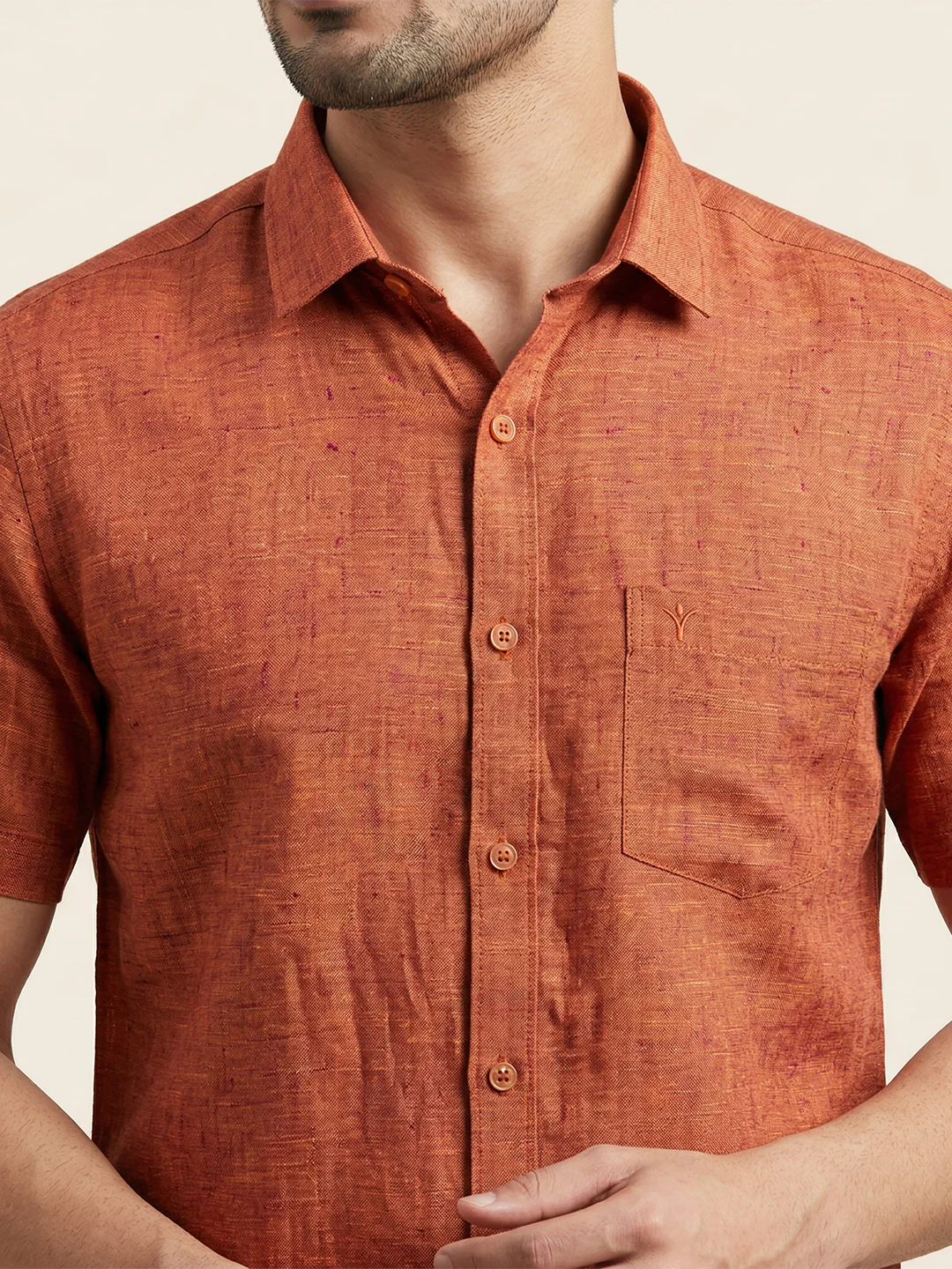Men Pure Linen Blue Shirt L90 - Image 5