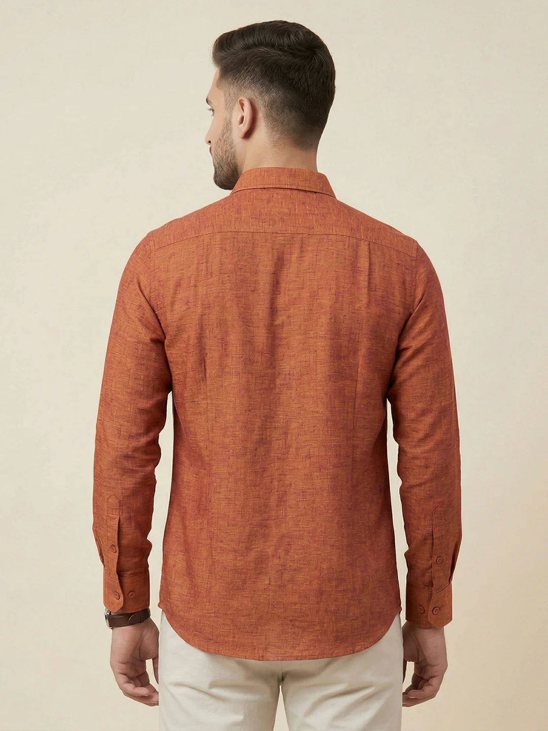 Men Pure Linen Blue Shirt L90 - Image 6