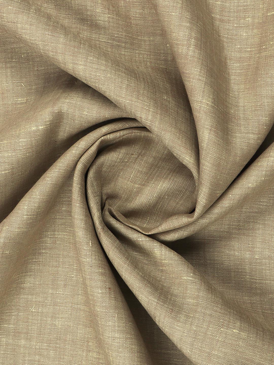 Men Pure Linen Brown Plain Shirt Fabric Irish 8080