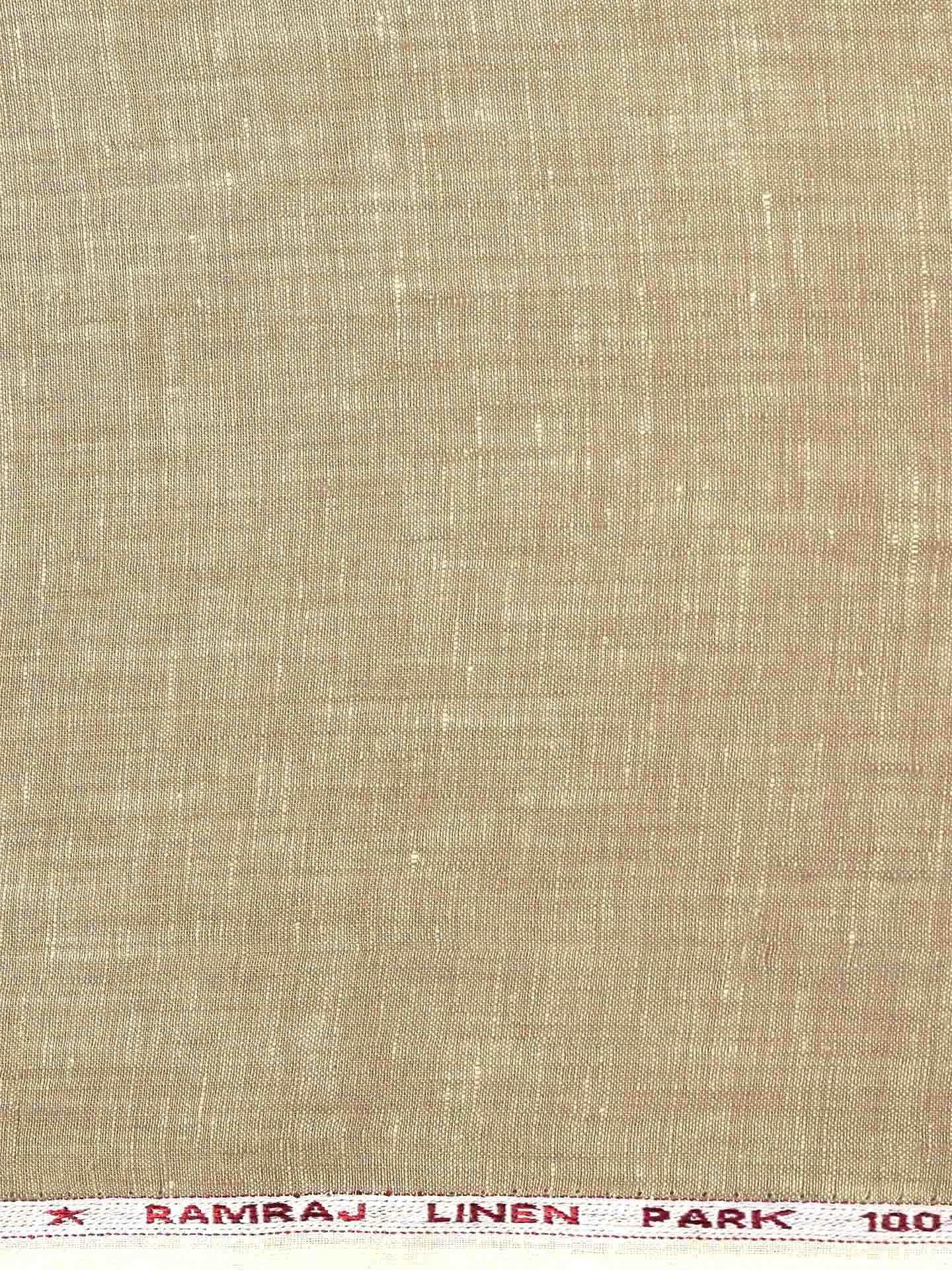 Men Pure Linen Brown Plain Shirt Fabric Irish 8080 - Image 3