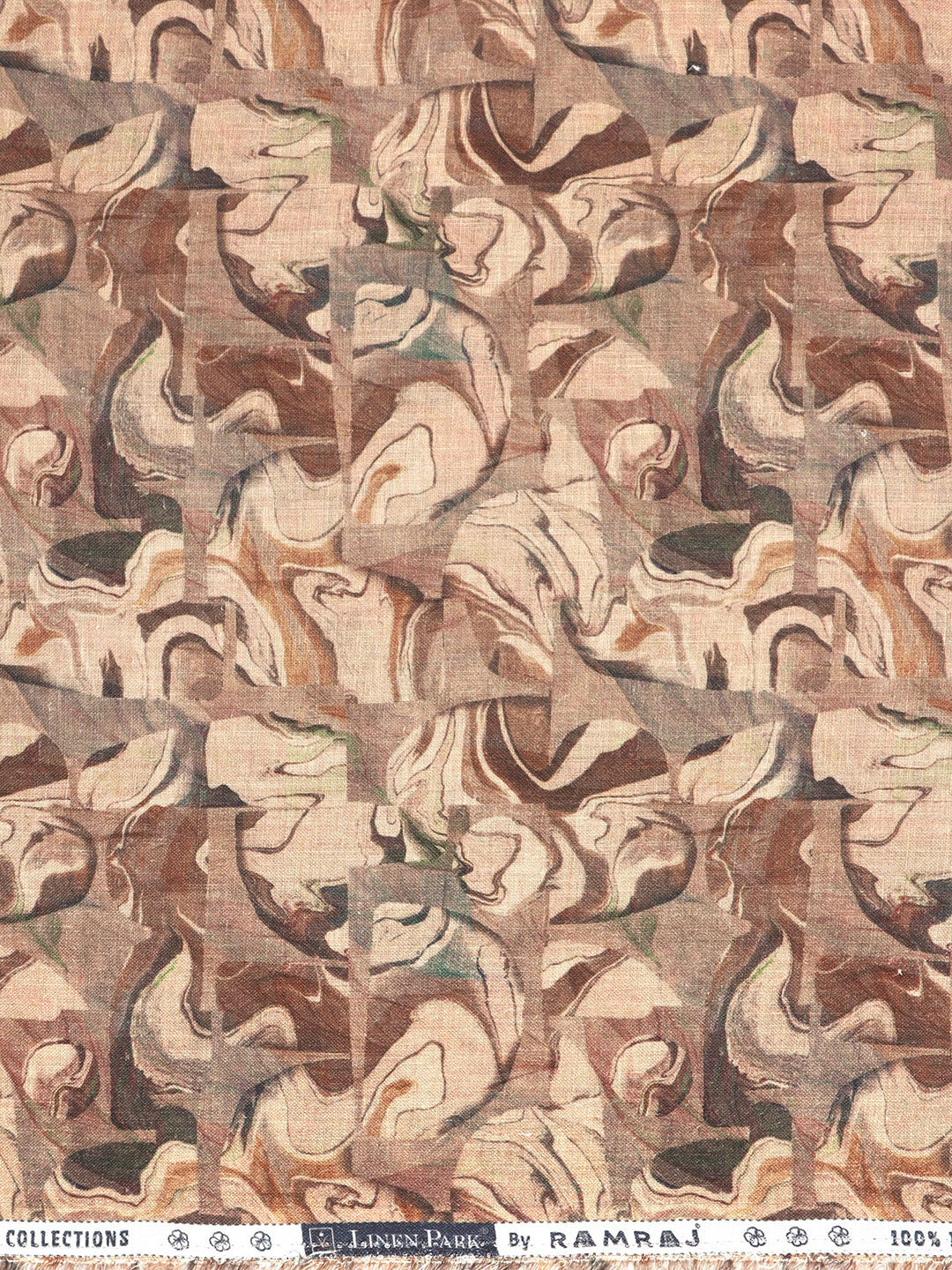 Men Pure Linen Brown with Printed Shirt Fabric Luxurious Bit - Image 2