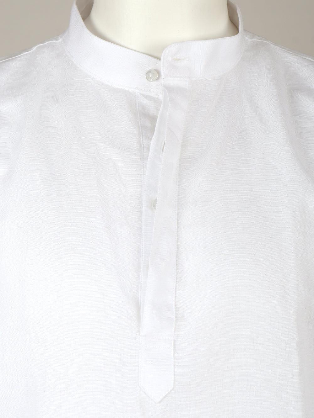 Men Pure Linen Medium Length Kurta White PL M17 - Image 6