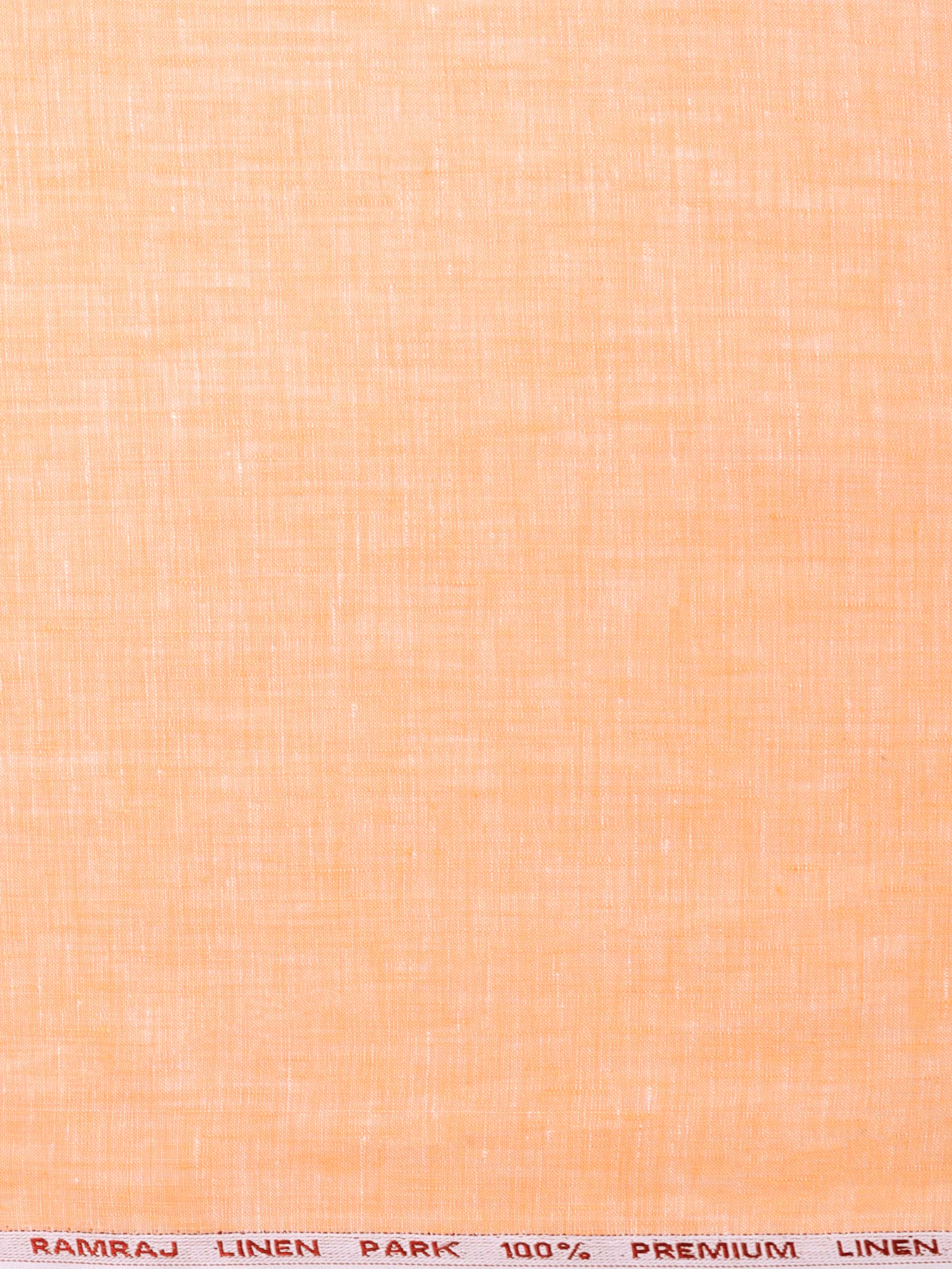Men Pure Linen Orange Colour Plain Shirt Fabric  Irish 8080 - Image 3