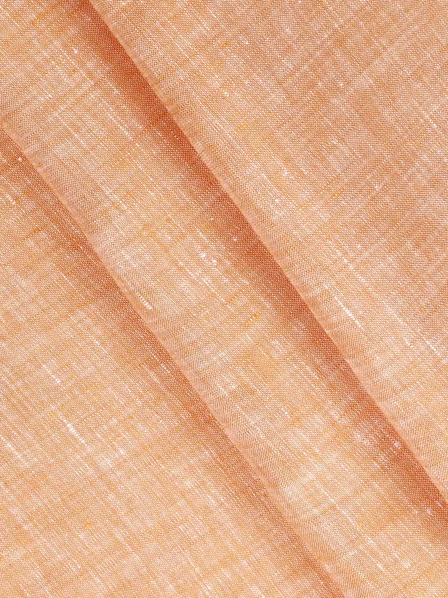 Men Pure Linen Orange Colour Plain Shirt Fabric  Irish 8080 - Image 2