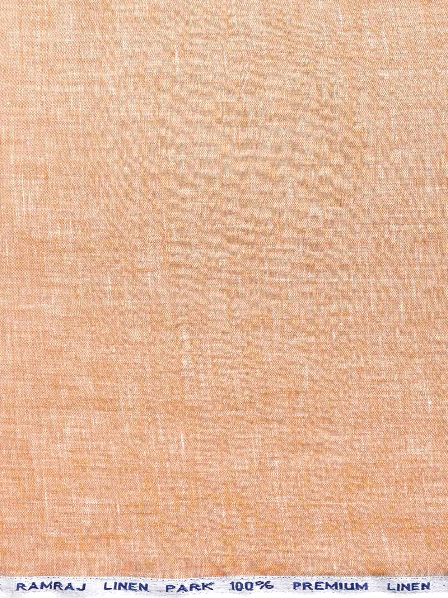 Men Pure Linen Orange Colour Plain Shirt Fabric  Irish 8080 - Image 3