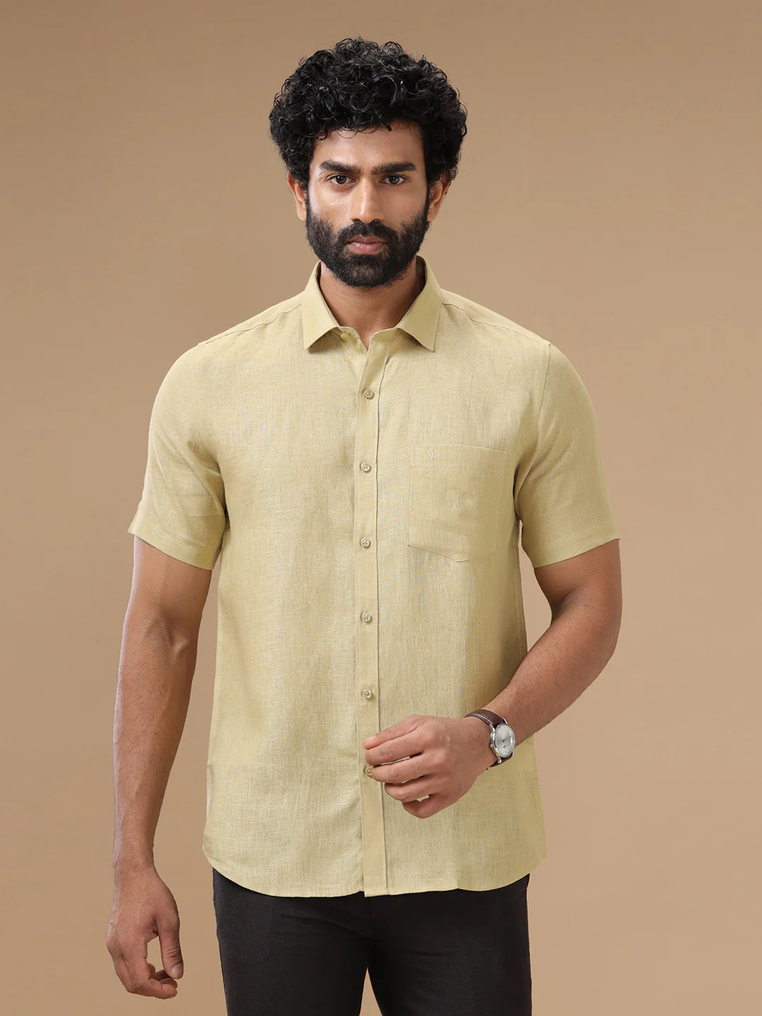 Men Pure Linen Sandal Shirt L112 - Image 2