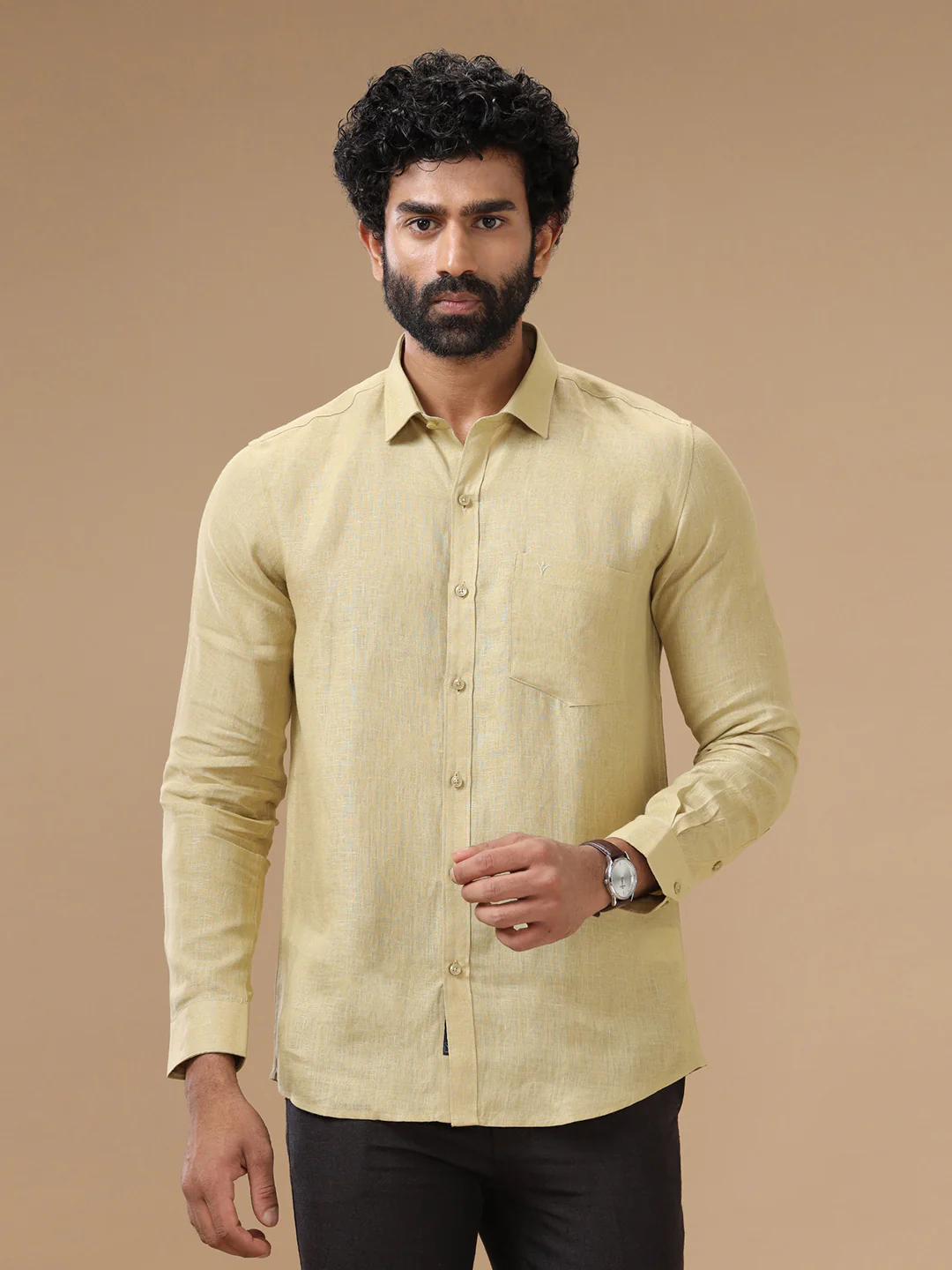 Men Pure Linen Sandal Shirt L112 - Image 3