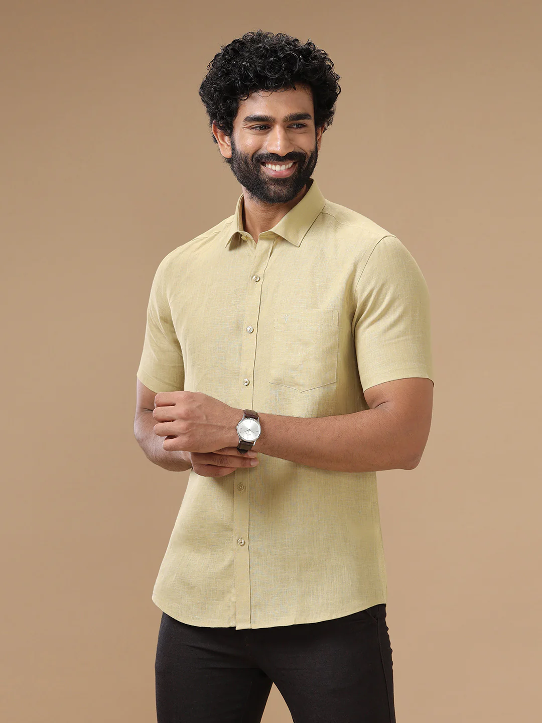 Men Pure Linen Sandal Shirt L112 - Image 4