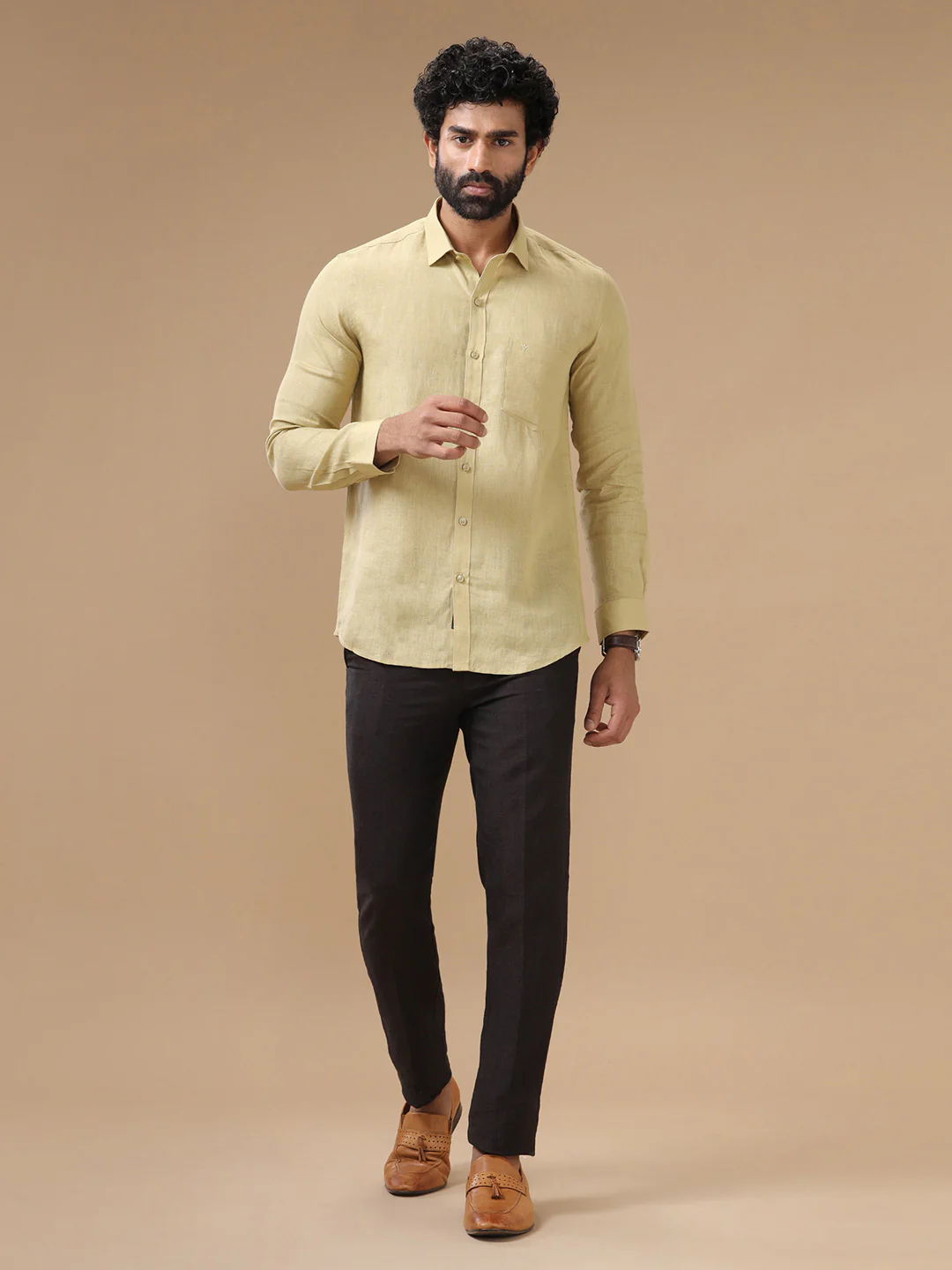 Men Pure Linen Sandal Shirt L112 - Image 5