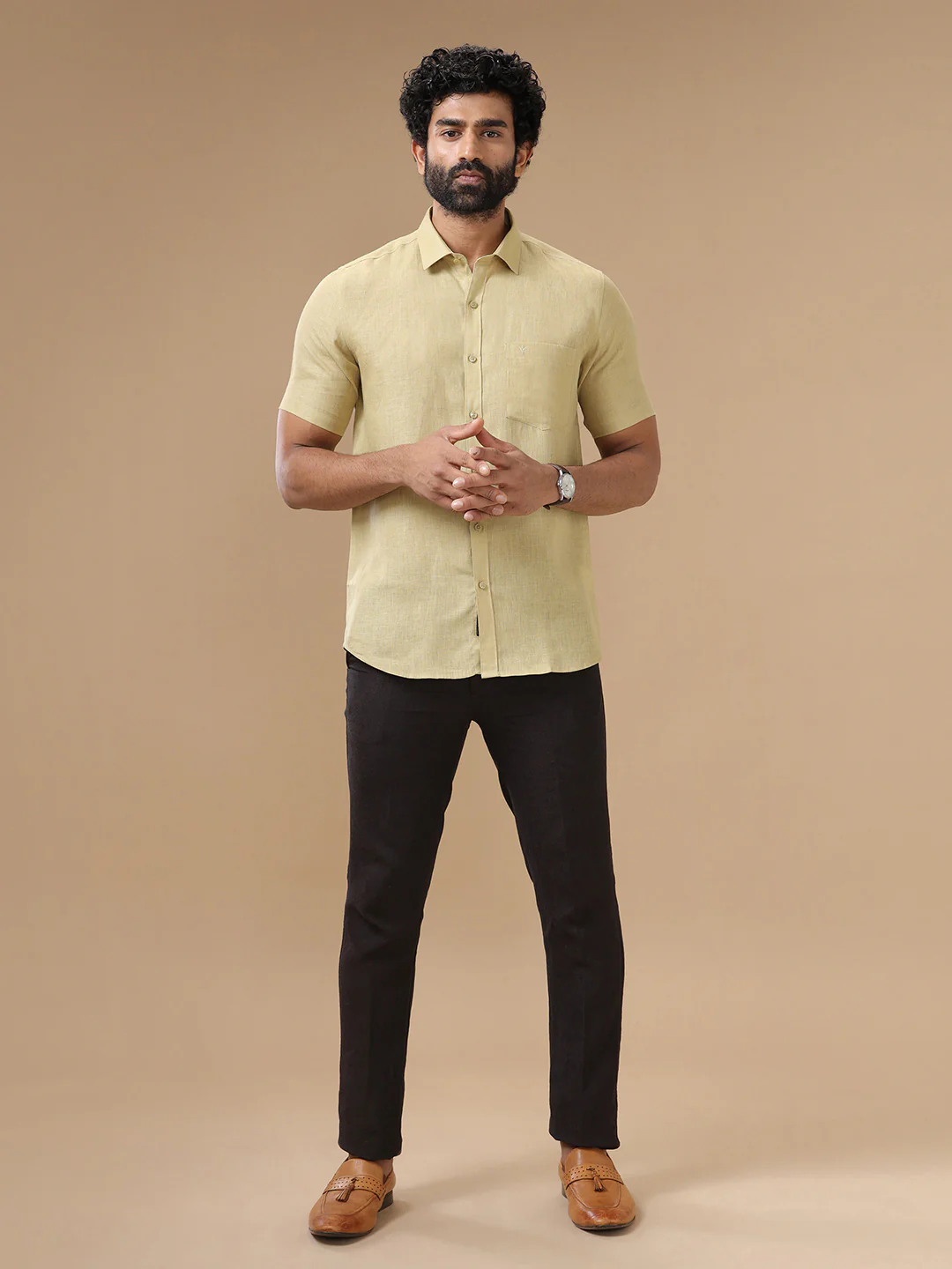 Men Pure Linen Sandal Shirt L112 - Image 7