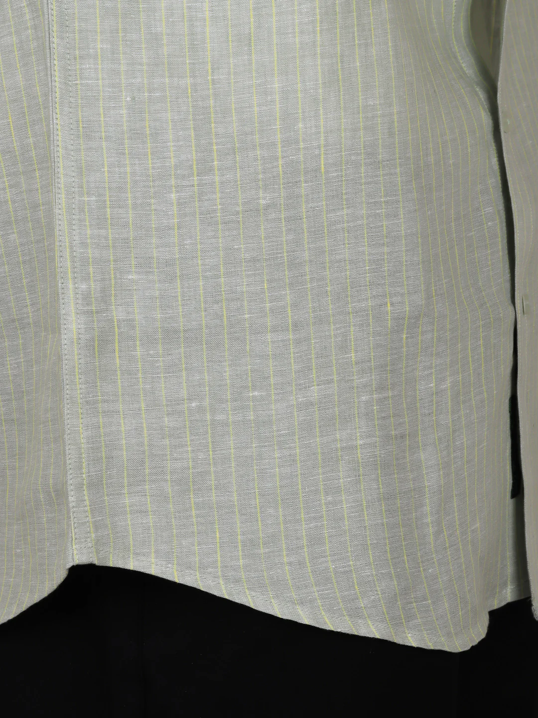 Men Pure Linen Striped Shirt Pale Green LS34 - Image 5