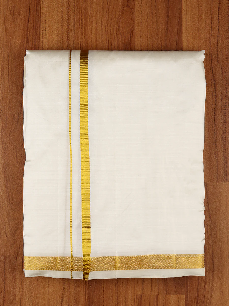 Men Pure Silk 1/2" inch Jari Panchakacham & Towel (9+5) Thirukalyan - Image 5