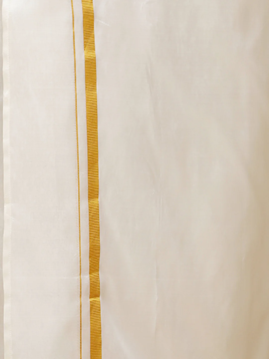 Men Pure Silk Cream Shirt Half Sleeves with 3/4" inch Jari Dhoti Combo - Image 5
