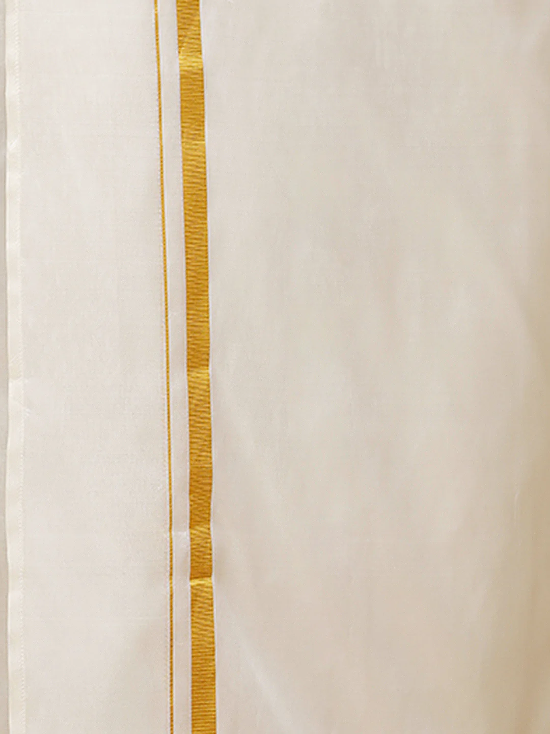 Men Pure Silk Cream Shirt with 3/4" inch Jari Border Dhoti Combo - Image 5