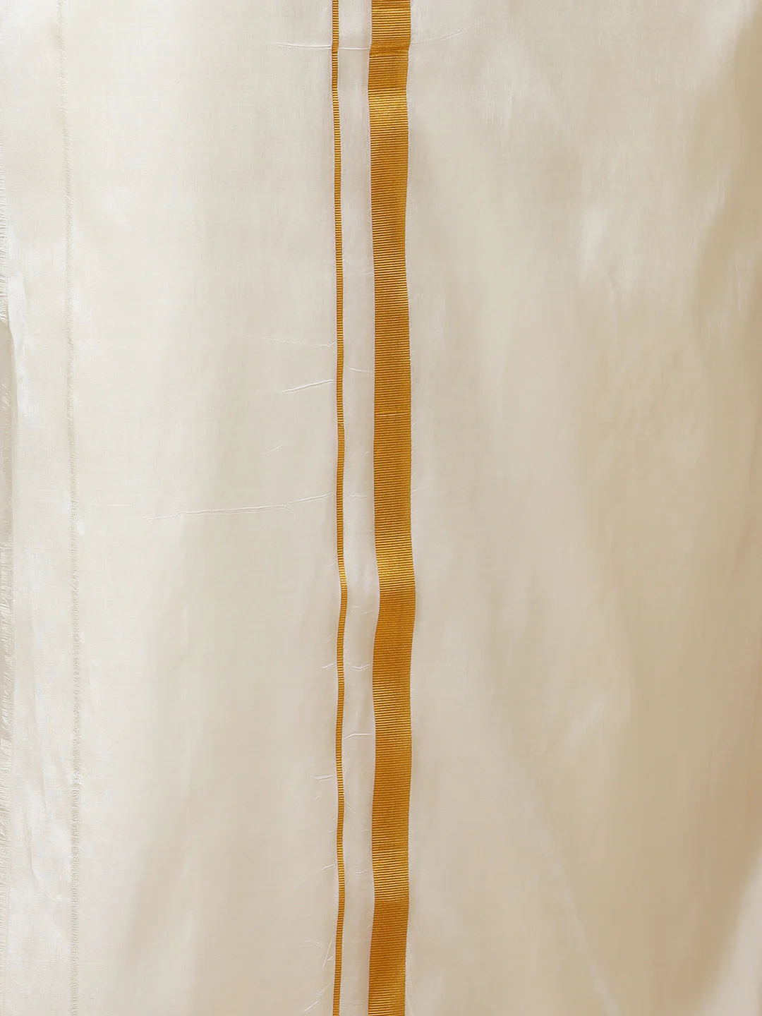 Men Pure Silk Cream with 1" inch Jari Border Double Layer Dhoti Upasana - Image 5