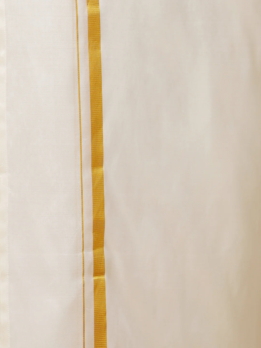 Men Pure Silk Cream with 3/4" inch Jari Border Dhoti Shirt & Towel Set - Image 5