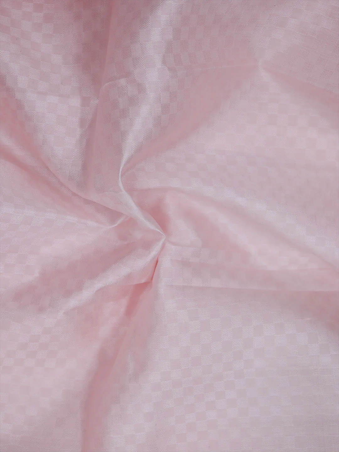 Men Pure Silk Embossed Light Pink Dhoti & Towel Set with 3" inch Gold Fancy Jari Border - Image 3