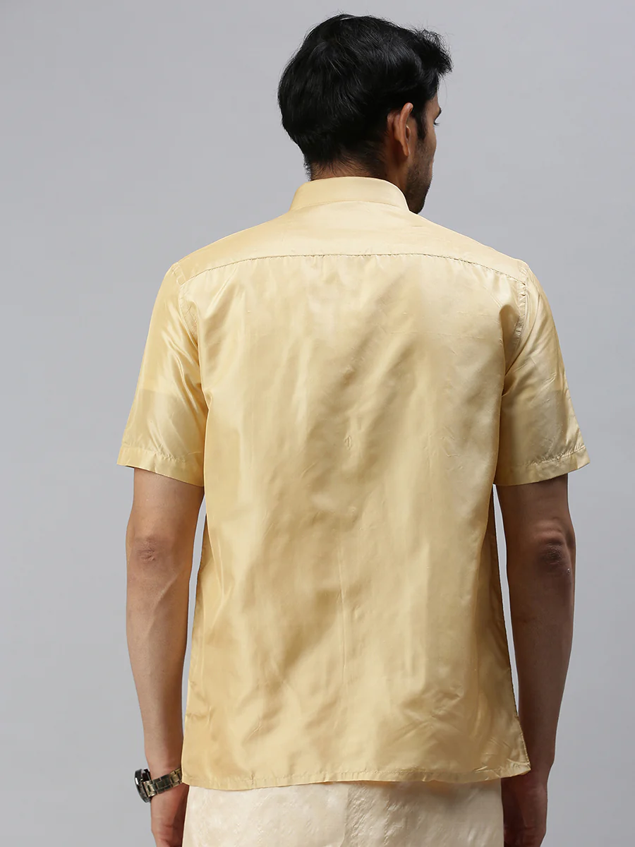Men Pure Silk Half Sleeves Shirt Sandal - Image 3