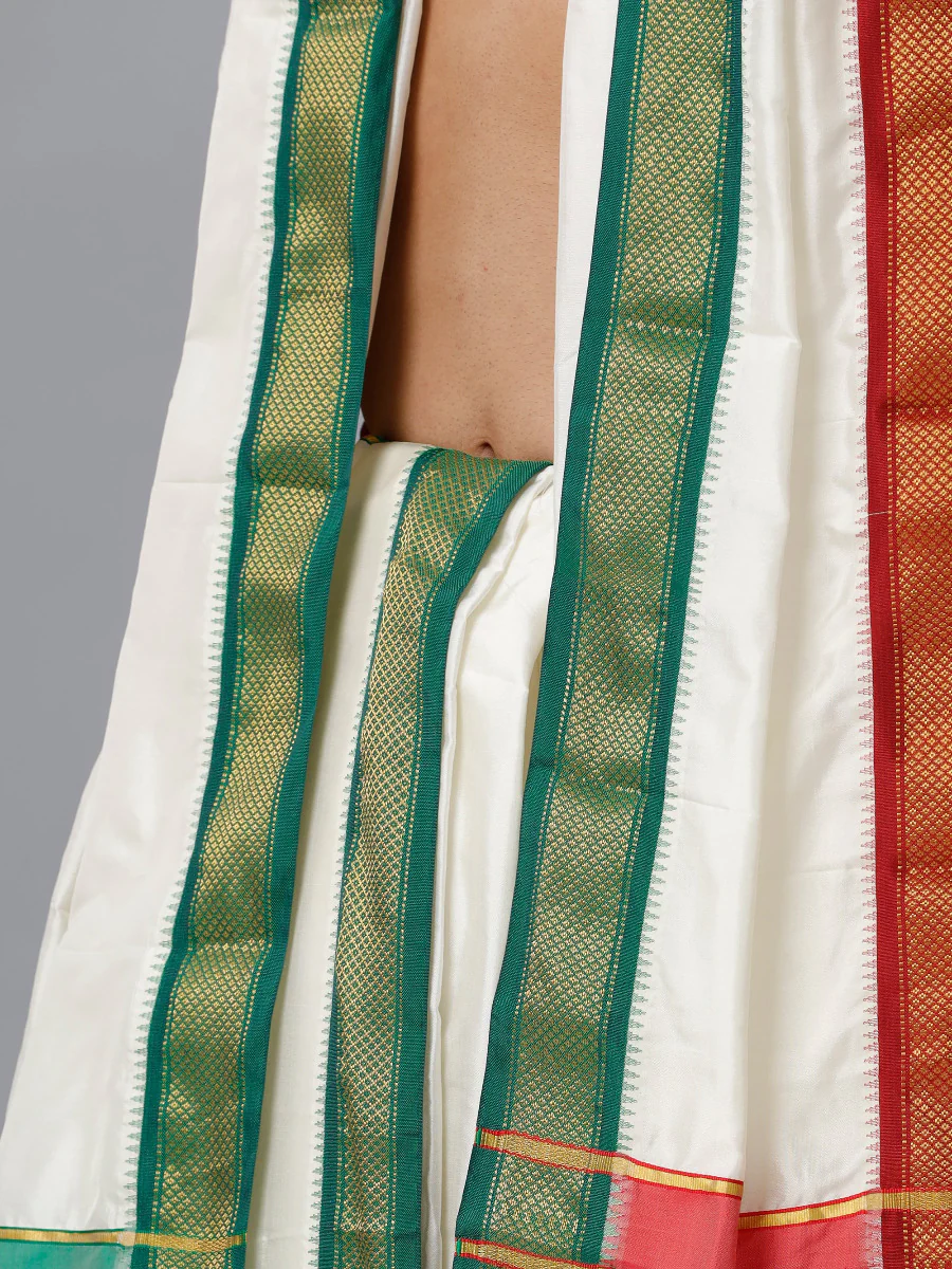 Men Pure Silk Mayilkhan Border Panchakacham & Towel Set 9+5 Thirukalyan 7K - Image 5